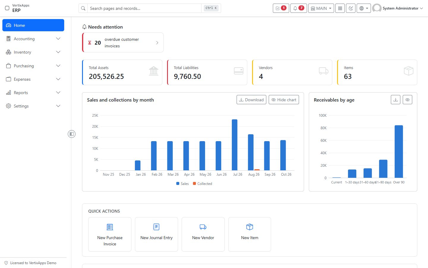 Screenshot of ERP