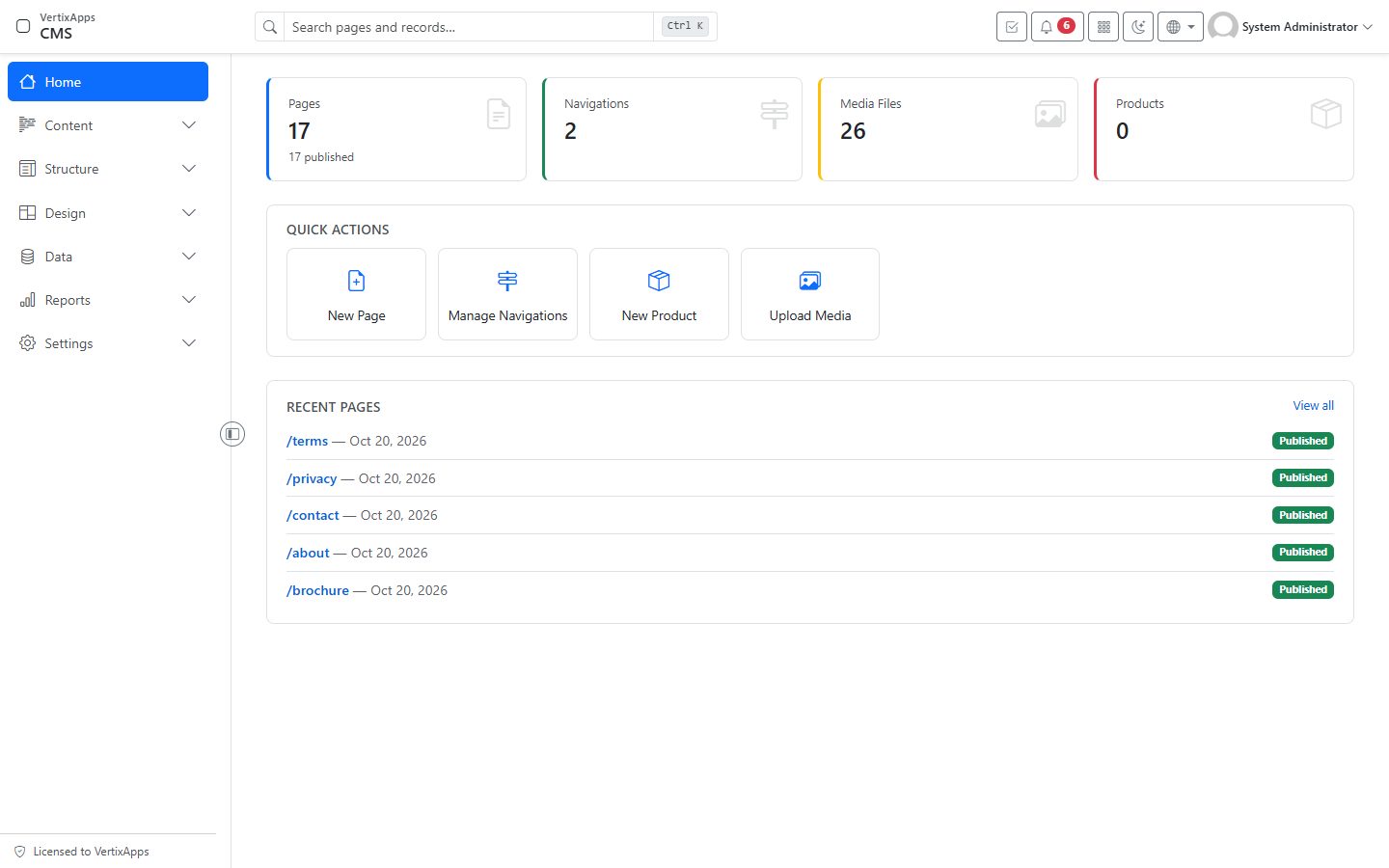 Screenshot of CMS & Website