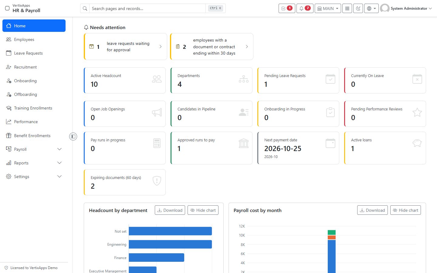 Screenshot of HR & Payroll