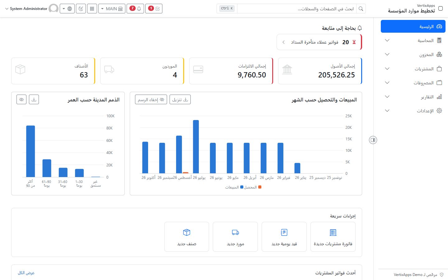 لقطة شاشة من تخطيط موارد المؤسسة