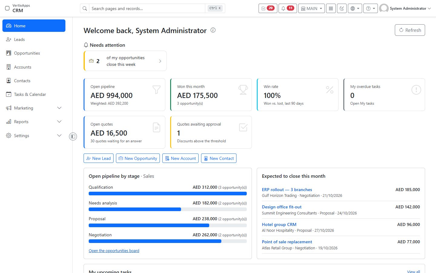 Screenshot of CRM