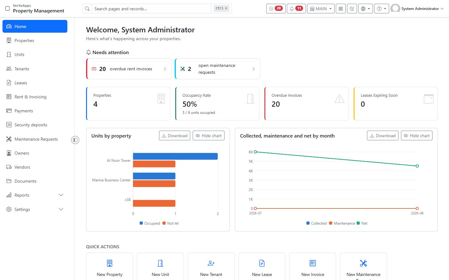 Screenshot of Property Management